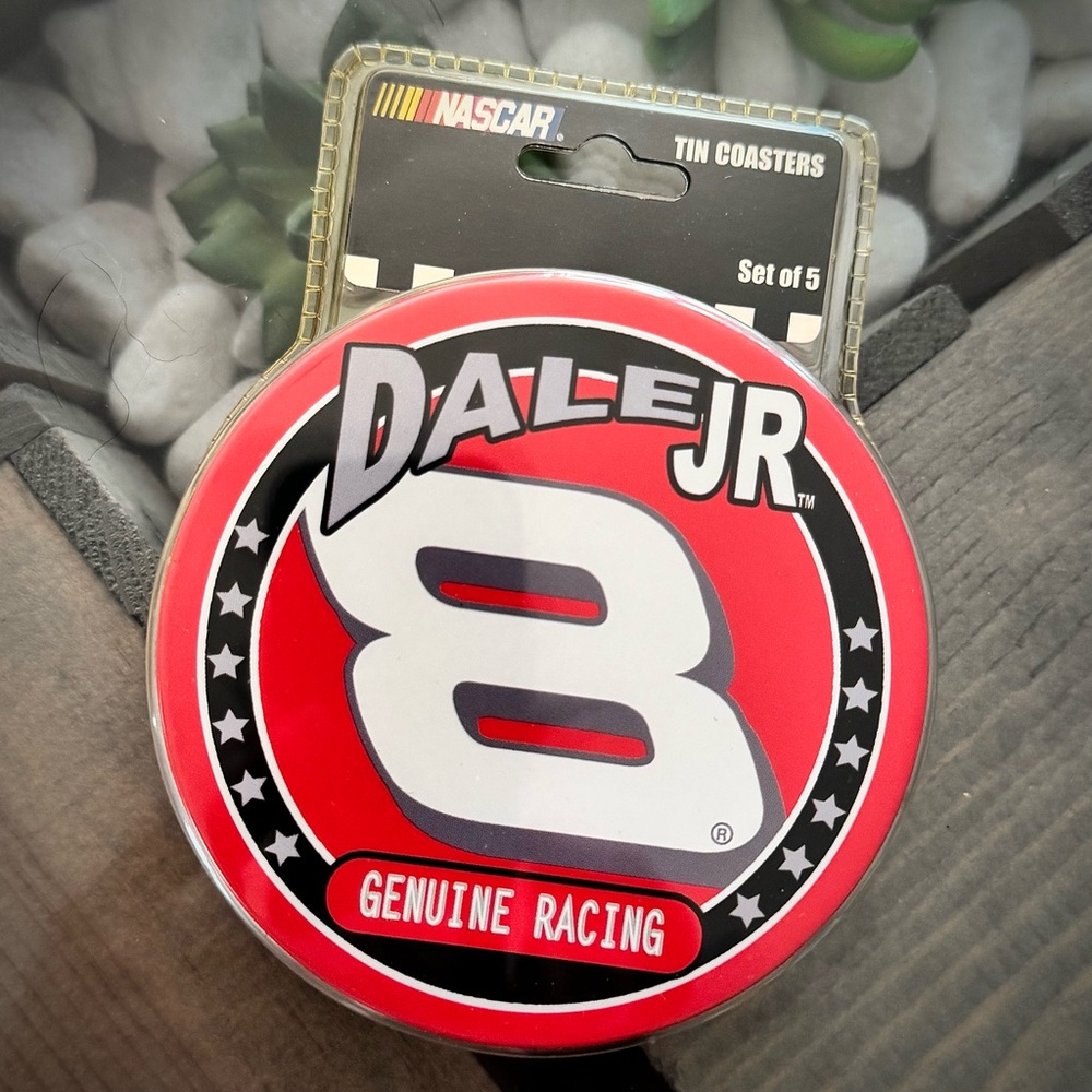 Nascar Dale Earnhardt JR Red and Black Tin Coasters Set of 5